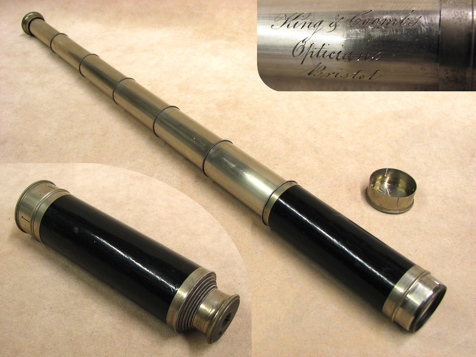 Mid 19th century King & Coombs six draw pocket telescope